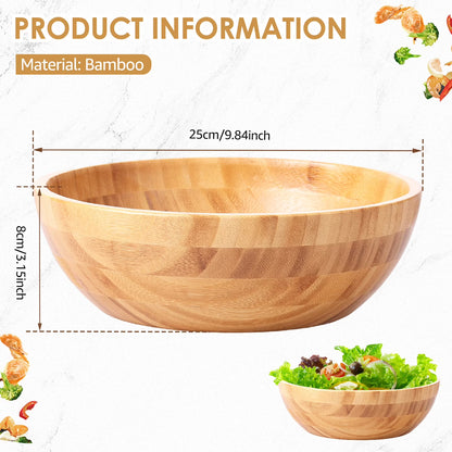 Wekvgz Bamboo Fruit Bowl Large Capacity Bamboo Salad Bowl
