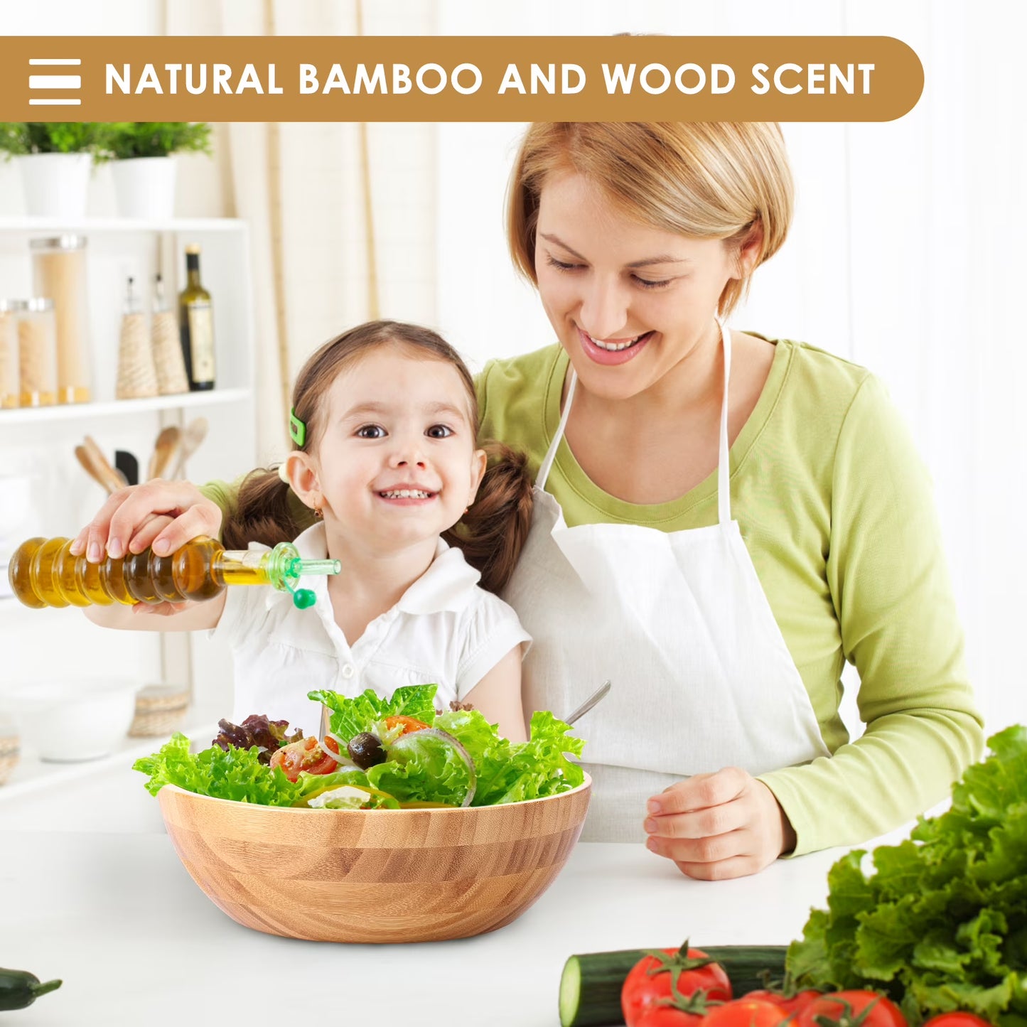 Wekvgz Bamboo Fruit Bowl Large Capacity Bamboo Salad Bowl