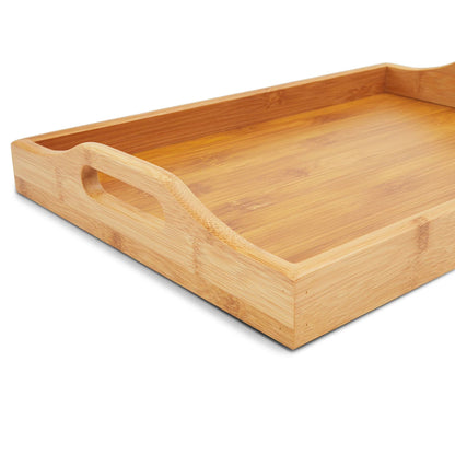 Bamboo Wood Serving Tray with Handles for Breakfast in Bed, Kitchen Counter, Ottoman (16 x 11 x 2 In)