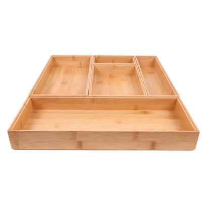Better Homes & Gardens Bamboo Drawer Organizer 5-Piece Set, Natural Bamboo Color