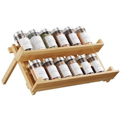 Delamu 2-Tier Foldable Bamboo Cabinet Organizer Shelf