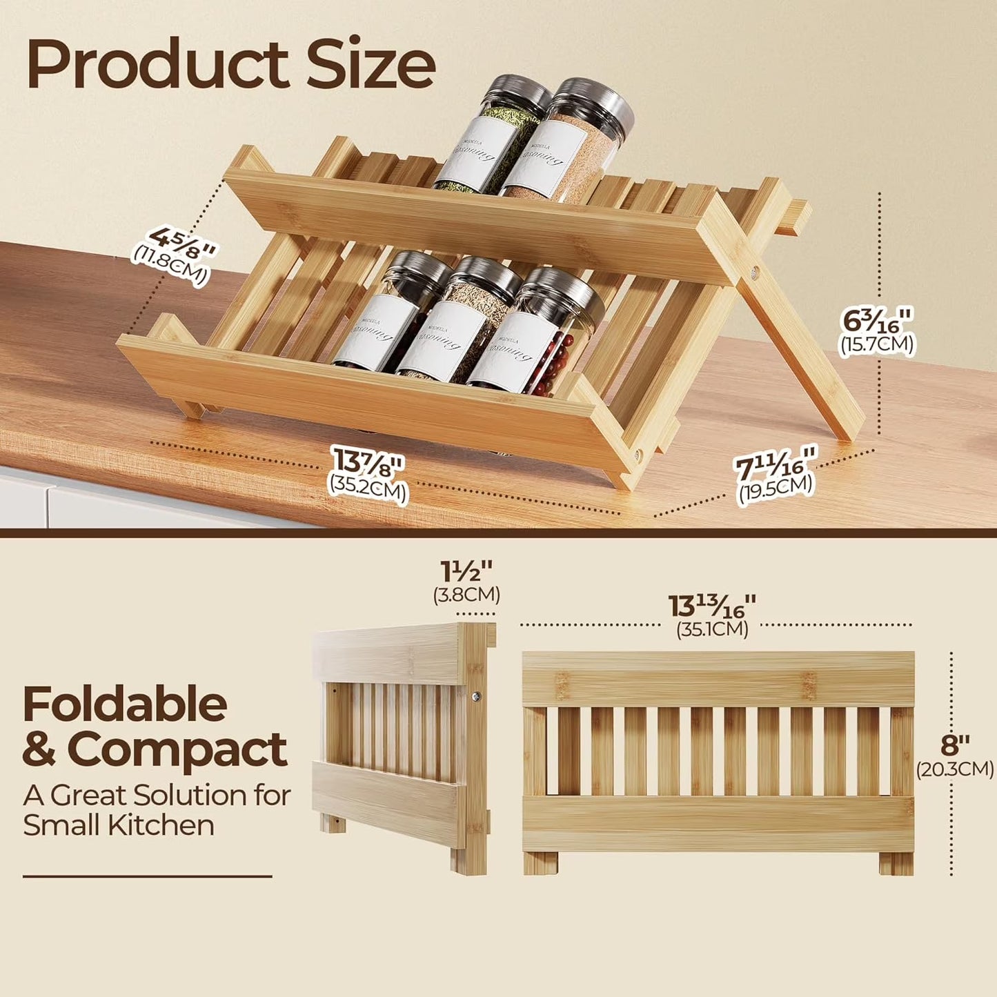 Delamu 2-Tier Foldable Bamboo Cabinet Organizer Shelf