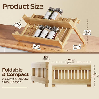 Delamu 2-Tier Foldable Bamboo Cabinet Organizer Shelf