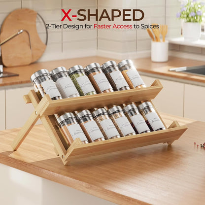 Delamu 2-Tier Foldable Bamboo Cabinet Organizer Shelf