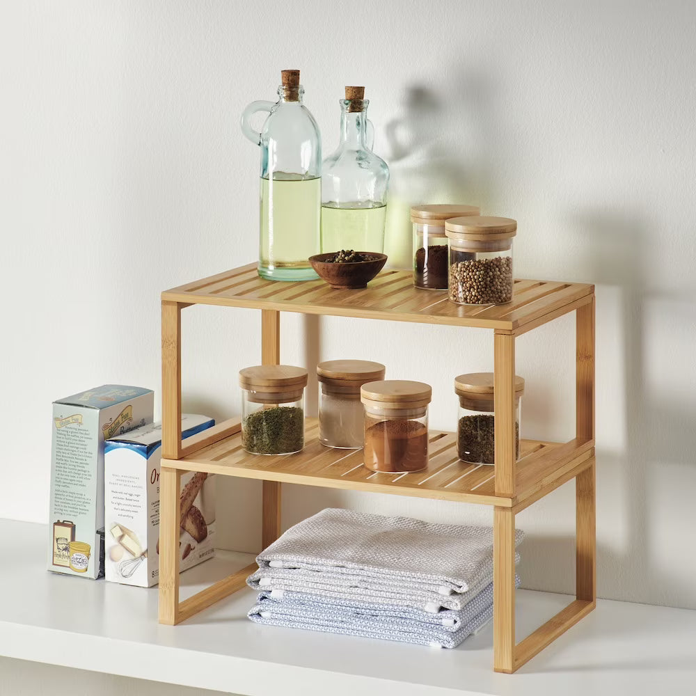 Better Homes & Gardens Bamboo Stackable Shelf, Natural Bamboo Color