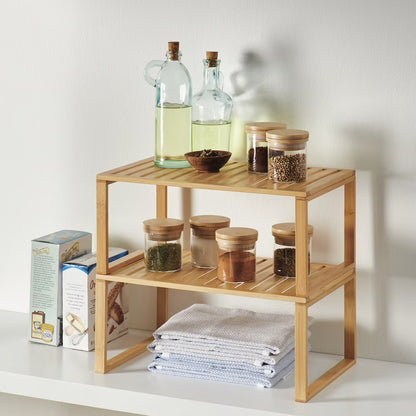 Better Homes & Gardens Bamboo Stackable Shelf, Natural Bamboo Color