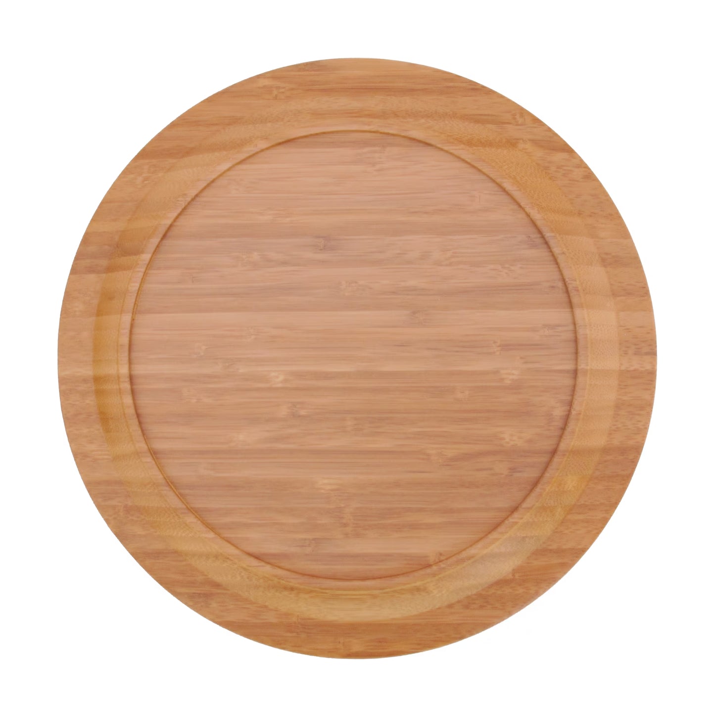 BambooMN 12" Diameter Round Bamboo Ecoware Reusable Dinnerware Plates, 4-Piece Set