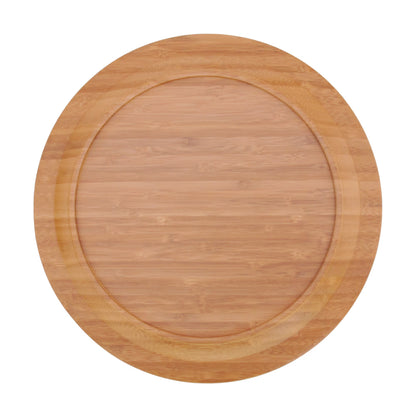 BambooMN 12" Diameter Round Bamboo Ecoware Reusable Dinnerware Plates, 4-Piece Set
