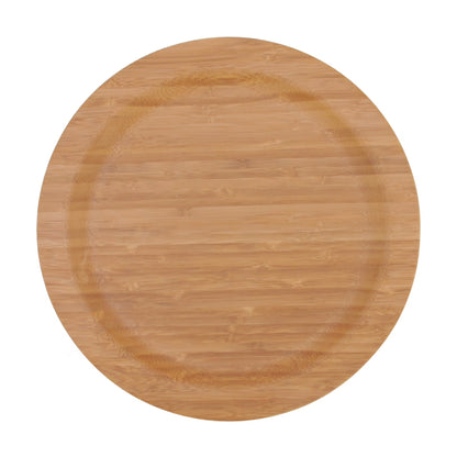BambooMN 12" Diameter Round Bamboo Ecoware Reusable Dinnerware Plates, 4-Piece Set