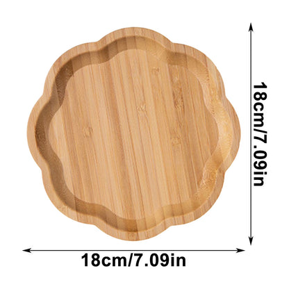 Bamboo Serving Tray for Snacks and Fruit, Square Wooden Storage Platter, Smooth Splinter-Free, 6–8 Inch Sizes