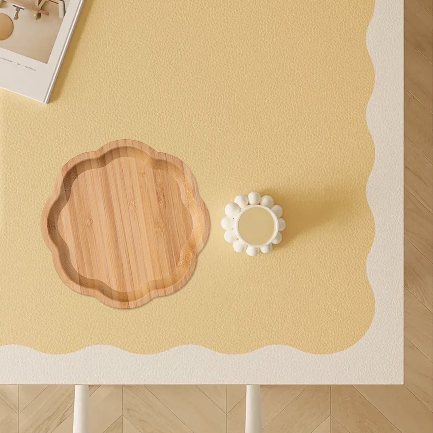 Bamboo Serving Tray for Snacks and Fruit, Square Wooden Storage Platter, Smooth Splinter-Free, 6–8 Inch Sizes